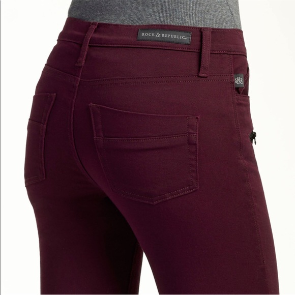 Rock & Republic Kashmiere Maroon Jean Leggings New - Picture 4 of 8